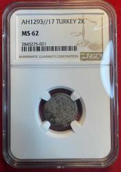 OSMANLI II.ABDÜLHAMİD  1876-1909 ( AH 1293-1327)  2 KURUŞ GÜMÜŞ  1293/17 MS 62
