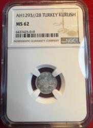 OSMANLI II.ABDÜLHAMİD  1876-1909 ( AH 1293-1327)  1 KURUŞ GÜMÜŞ  1293/28 MS 62