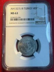 OSMANLI V.MEHMED REŞAD  1909-1918 ( AH 1327-1336) 40 PARA NİKEL  1327/8 MS 63