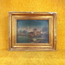 ANTİKA KÜÇÜK EBAT YAĞLIBOYA RESİM , HÂLİYLE