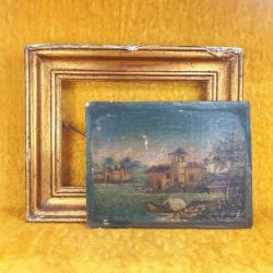 ANTİKA KÜÇÜK EBAT YAĞLIBOYA RESİM , HÂLİYLE