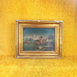 ANTİKA KÜÇÜK EBAT YAĞLIBOYA RESİM , HÂLİYLE