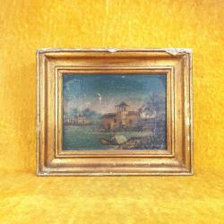 ANTİKA KÜÇÜK EBAT YAĞLIBOYA RESİM , HÂLİYLE