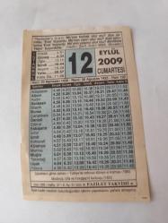 12 Eylül 2009-Orijinal Takvim Yaprağı-Doğum Günü-Söz,Nişan,Nikâh,Düğün ve Önemli Günler Hediyesi-Fazilet Takvimi-Ayet(Hadis)(Hadis-i Şerif, İmam Malik, Muvatta)-Türkiye'de Ordunun idareye el koyması(1980)-Hz. İbrahim (A.s.) Ve On Suhuf-Kabir Alemi