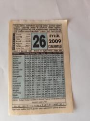 26 Eylül 2009-Orijinal Takvim Yaprağı-Doğum Günü-Söz,Nişan,Nikâh,Düğün ve Önemli Günler Hediyesi-Fazilet Takvimi-Ayet(Hadis)(Hadis-i Şerif Sahih-i Buhari)-Kanuni Sultan Süleyman Han'ın Birinci Viyana Muhasarası (1529)-Müsafiri Darıltan Allah'ı Darıltmıştır-Sağlık İçin Bazı Tavsiyeler