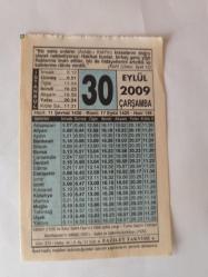 30 Eylül 2009-Orijinal Takvim Yaprağı-Doğum Günü-Söz,Nişan,Nikâh,Düğün ve Önemli Günler Hediyesi-Fazilet Takvimi-Ayet(Hadis)(Kehf Suresi, ayet 13)-Kanuni (1520) ve İkinci Selim Han'ın Tahta Çıkışı (1566)-Kehf (Mağara) Ashabı