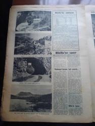 Vatan Bitlis Gazetesi - Turkish Newspaper - 8 Temmuz 1953 - Bitlis'ten bir köşe fotoğraf - Mutki Ve Hizan - Van gölü kıyılarında tabiat güzelliklerinden Reşadiye nahiyesinde bir manzara fotoğraf - göl kenarında cennet Tatvan - Bitlis'in tarihçesi yazan Feridun Fazıl Tülbentçi - büyük devlet adamı ve tarihçi İdris'i Bitlisi - Bitlis'teki tarihi eserlerden gökmeydan camii fotoğraf - Denizcilik Bankası Van gölü işletmesi  Yazan Kemal Aydar - Bitlis Valisi Nadir Tüzün - Emniyet Müdürü Tevfik Doku - Bitlis Cumhuriyet savcısı Abidin Önortaç - medeniyet kervanı şark yolunda yazan Kemal Aydar - Bitlis'te maarif işleri - Bitlis'te banka işleri - Bitlis'te basın - bu dere baştan başa Ayvalı Bağ yazan Ali Saraçoğlu - Bitlis çarşısı'nda faaliyet Fotoğrafı - Şeyhlik ve ağalık dertlerine deva lazım - Şark vilayetlerimizin ıslahı lazımdır yazar Refik Noyan - nemrut dağının tepesindeki krater gölü bir tabiat harikasıdır fotoğraf - Tug'da bir köy düğünü Fotoğrafı - Hartalan Bitlis yolundaki delikli taş