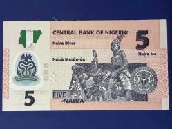 Nijerya 5 Naira 2019. Çil. Polimer. Tedavül.