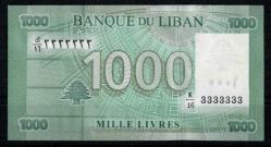 Lübnan 1000 Livre Tam Radar Seri 3333333 2012 Çil