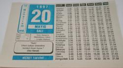 20 Mayıs 1997-Orijinal Takvim Yaprağı-Doğum Günü-Söz,Nişan,Nikâh,Düğün ve Önemli Günler Hediyesi-Hicret Takvimi-Ayet(Hadis)-(Ebu Davud)-Genç Osman'ın Öldürülmesi-Komşuluk-Beton Gibi-Hz.Ebubekir(R.a.)