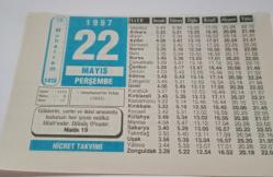 22 Mayıs 1997-Orijinal Takvim Yaprağı-Doğum Günü-Söz,Nişan,Nikâh,Düğün ve Önemli Günler Hediyesi-Hicret Takvimi-Ayet(Hadis)-(Maide-19)-Nenehatun'un Vefatı(1955)-Kötü Lakap Takmak-İyilik-Hz.Ömer(r.a.)