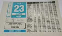 23 Mayıs 1997-Orijinal Takvim Yaprağı-Doğum Günü-Söz,Nişan,Nikâh,Düğün ve Önemli Günler Hediyesi-Hicret Takvimi-Ayet(Hadis)-(Tecrid-i Sarih)-Viktor Hugo'nun Ölümü(1885)-Çarçur Edilen Büyük Miras-Kitaplar-Hikmetler