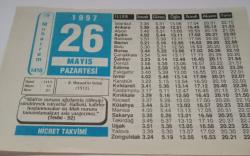 26 Mayıs 1997-Orijinal Takvim Yaprağı-Doğum Günü-Söz,Nişan,Nikâh,Düğün ve Önemli Günler Hediyesi-Hicret Takvimi-Ayet(Hadis)-(Tevbe-32)-II.Beyazıt'ın Vefatı(1512)-Devletin Başına Niçin Geçti?-Müfsit-Hz.Osman(r.a.)