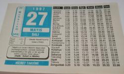27 Mayıs 1997-Orijinal Takvim Yaprağı-Doğum Günü-Söz,Nişan,Nikâh,Düğün ve Önemli Günler Hediyesi-Hicret Takvimi-Ayet(Hadis)-(Hadis-Buhari Müslim)-Elmalılı Hamdi Yazır'ın Vefatı(1942)-Ebu Mansur Maturidi-Soru Cevap