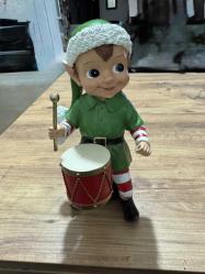 Vintage Tarzı Davulcu Noel Elfi Figürü.Elf davulu poli Noel Noel dekoru Timstor Kırık atık yok Boy 26 cm