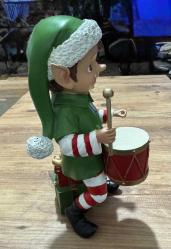 Vintage Tarzı Davulcu Noel Elfi Figürü.Elf davulu poli Noel Noel dekoru Timstor Kırık atık yok Boy 26 cm
