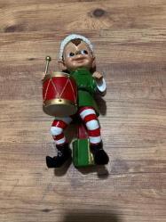 Vintage Tarzı Davulcu Noel Elfi Figürü.Elf davulu poli Noel Noel dekoru Timstor Kırık atık yok Boy 26 cm