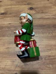 Vintage Tarzı Davulcu Noel Elfi Figürü.Elf davulu poli Noel Noel dekoru Timstor Kırık atık yok Boy 26 cm