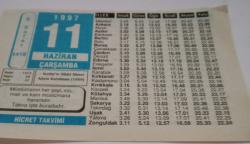 11 Haziran 1997-Orijinal Takvim Yaprağı-Doğum Günü-Söz,Nişan,Nikâh,Düğün ve Önemli Günler Hediyesi-Hicret Takvimi-Ayet(Hadis)-()-Kızılay'ın Hilal-i Ahmer Adıyla Kurulması(1868)-Dipnotu-Peygamberimiz(SAV)-F.Şahsuvar
