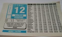 12 Haziran 1997-Orijinal Takvim Yaprağı-Doğum Günü-Söz,Nişan,Nikâh,Düğün ve Önemli Günler Hediyesi-Hicret Takvimi-Ayet(Hadis)-(Tirmizi)-Fransızlar'ın Cezayir'i İşgali(1830)-İslam'ın Kilidi-Tekbir Ne Demektir?-Pascal