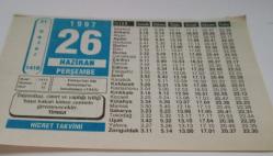 26 Haziran 1997-Orijinal Takvim Yaprağı-Doğum Günü-Söz,Nişan,Nikâh,Düğün ve Önemli Günler Hediyesi-Hicret Takvimi-Ayet(Hadis)-(Tirmizi)-Türkiye'nin BM Anlaşması'nı İmzalaması(1945)-Allah(c.c.)'ı Bilen-Kim Verdi?-İkrime(r.a.)