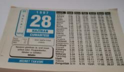28 Haziran 1997-Orijinal Takvim Yaprağı-Doğum Günü-Söz,Nişan,Nikâh,Düğün ve Önemli Günler Hediyesi-Hicret Takvimi-Ayet(Hadis)-(Müslim)-Şeyh Said'in Vefatı(1925)-Hz.Ömer'i Ağlatan Çocuk-Bazı Meseleler-Atasözü
