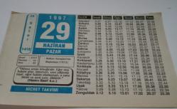 29 Haziran 1997-Orijinal Takvim Yaprağı-Doğum Günü-Söz,Nişan,Nikâh,Düğün ve Önemli Günler Hediyesi-Hicret Takvimi-Ayet(Hadis)-Hasın-ı Basri(k.s.))-Balkan Savaşları'nın Başlaması(1913)-Gayp Alemi-Bir Mesele-Shakespeare