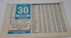 30 Haziran 1997-Orijinal Takvim Yaprağı-Doğum Günü-Söz,Nişan,Nikâh,Düğün ve Önemli Günler Hediyesi-Hicret Takvimi-Ayet(Hadis)-(Nahl 90)-Balıkesir'in İşgali(1920)-İtaat-Hicret-S.Şirazi