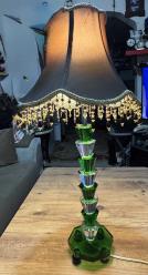 Vintage Art Deco Kristal Cam Bez Şapkalı Abajur Masa Lambası Boy 65 cm