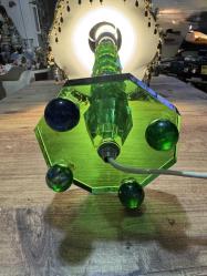 Vintage Art Deco Kristal Cam Bez Şapkalı Abajur Masa Lambası Boy 65 cm