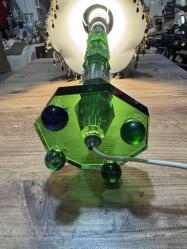 Vintage Art Deco Kristal Cam Bez Şapkalı Abajur Masa Lambası Boy 65 cm