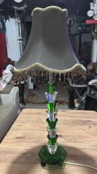 Vintage Art Deco Kristal Cam Bez Şapkalı Abajur Masa Lambası Boy 65 cm