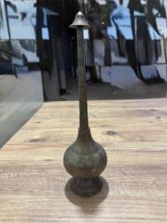 Antika El  İşlemeli Pirinç Büyük Boy Gülabdan (Kolonyalık) Boy 30 cm