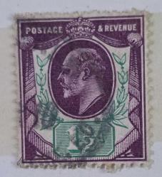 1902 Kral Edward VII Resimli Sürekli Seri  1½P Damgalı Pul