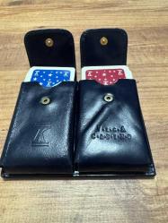 Vintage Vega Casino Çift Deste Bordo ve Larcivert Oyun Kağıdı ve Özel Deri Kılıfı