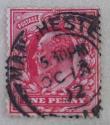 1902 Kral Edward VII Resimli Sürekli Seri  1P Damgalı Pul