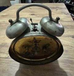 Antika  Koleksiyonluk Mekanik Kurmalı Çift Çanlı Masa Saati çalışır durumda