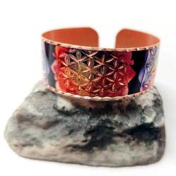 Bakır bilezik - Yaşam Çiçeği Tasarım Bilezik , El işçilikli lüks bilezik Model -6