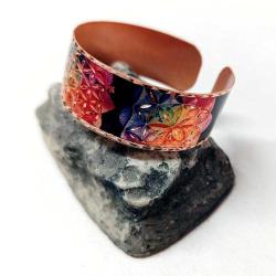 Bakır bilezik - Yaşam Çiçeği Tasarım Bilezik , El işçilikli lüks bilezik Model -6