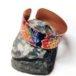 Bakır bilezik - Yaşam Çiçeği Tasarım Bilezik , El işçilikli lüks bilezik Model -6