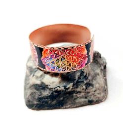 Bakır bilezik - Yaşam Çiçeği Tasarım Bilezik , El işçilikli lüks bilezik Model -4