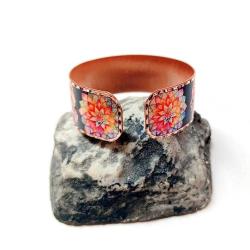 Bakır bilezik - Yaşam Çiçeği Tasarım Bilezik , El işçilikli lüks bilezik Model -4