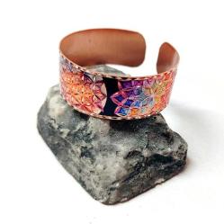 Bakır bilezik - Yaşam Çiçeği Tasarım Bilezik , El işçilikli lüks bilezik Model -3