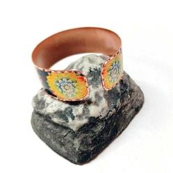 Bakır bilezik - Yaşam Çiçeği Tasarım Bilezik , El işçilikli lüks bilezik Model -3