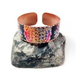 Bakır bilezik - Yaşam Çiçeği Tasarım Bilezik , El işçilikli lüks bilezik Model -2