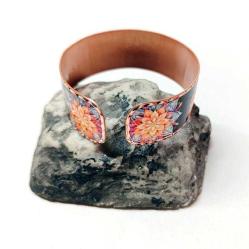 Bakır bilezik - Yaşam Çiçeği Tasarım Bilezik , El işçilikli lüks bilezik Model -2