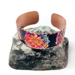 Bakır bilezik - Yaşam Çiçeği Tasarım Bilezik , El işçilikli lüks bilezik Model -1