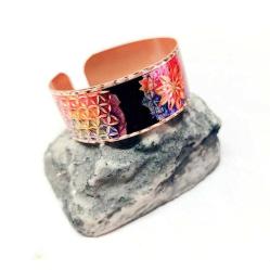 Bakır bilezik - Yaşam Çiçeği Tasarım Bilezik , El işçilikli lüks bilezik Model -1