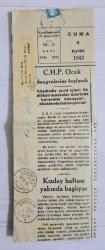 1942 TÜRKİYE B. M. MECLİSİ DAMGALI, BURSA MEBUSU NEVZAT AYAS'A GÖNDERİLMİŞ, ATATÜRK PULLU BURSA GAZETESİ.