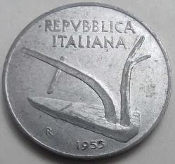 İtalya 1955 10 Lire Pulluk ve Başak Figürlü 